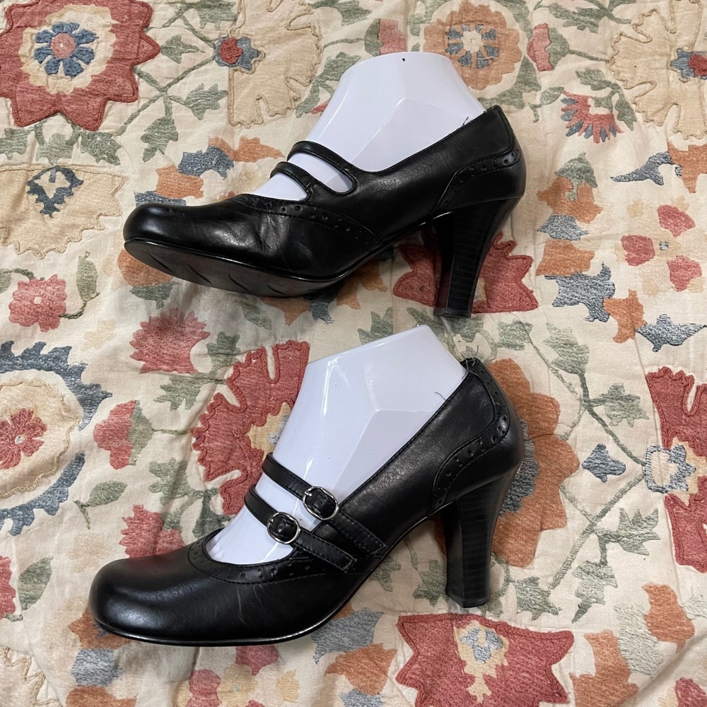 Vtg Mudd Women 8.5 Mary Jane Shoes Y2K Chunky Black Emo 90s Goth Buckle Pump - Picture 3 of 9